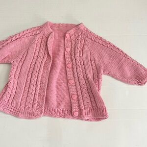 Pink Cable Knit Cardigan